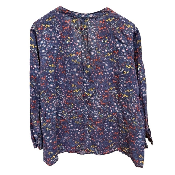 Old Navy Women’s Floral Print Long Sleeve Blouse Blue Pink Lightweight XL Casual - Picture 6 of 8